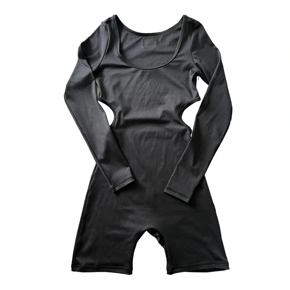 Frankies Bikinis Active Felix Long Sleeve Bodysuit Black M - Picture 2 of 5